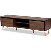 Landen 63" TV Stand in Walnut Finish & Gold