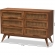 Barrett 6 Drawer Dresser in Walnut Brown Finish & Poly Rattan