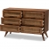 Barrett 6 Drawer Dresser in Walnut Brown Finish & Poly Rattan