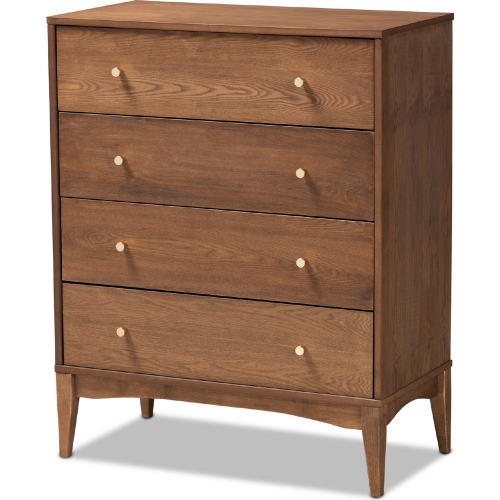 Landis 4 Drawer Chest in Ash Walnut Finish Wood