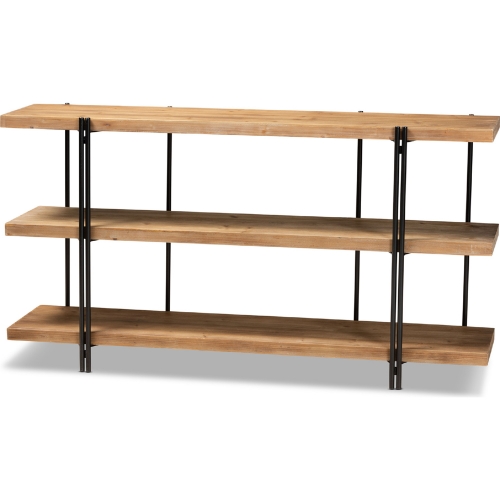 Tarah Console Table in Natural Finish Wood & Black Metal