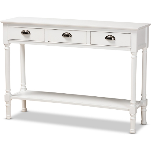 Garvey 3 Drawer Console Table in White Wood