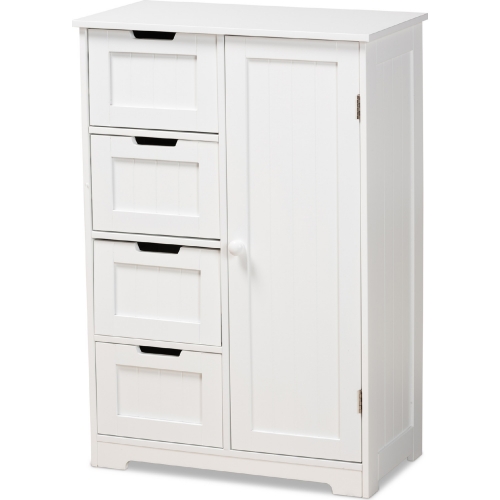 Bauer 4 Drawer Storage Cabinet in White Wood