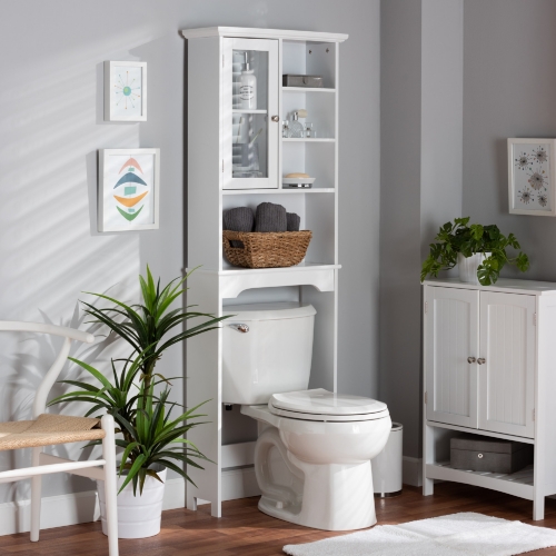 Campbell Over Toilet Storage Cabinet in White Wood