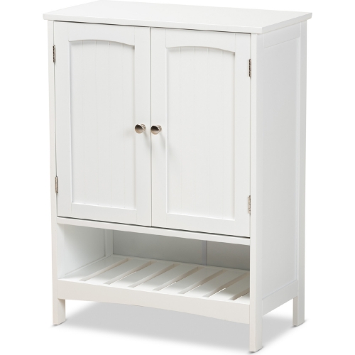 Jaela 2 Door Storage Cabinet in White Wood