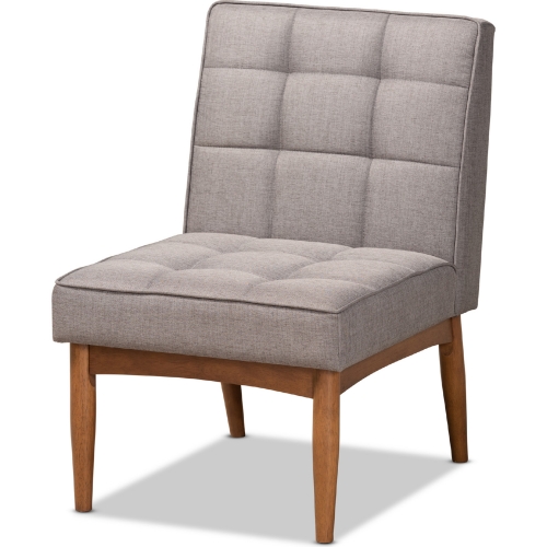 Sanford Dining Chair in Gray Fabric & Walnut Finish