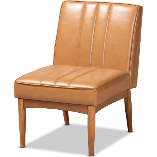 Daymond Dining Chair in Tan Leatherette & Walnut Finish