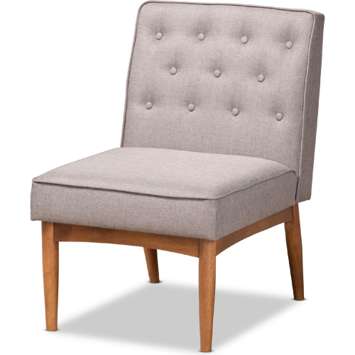 Riordan Dining Chair in Tufted Gray Fabric & Walnut Finish