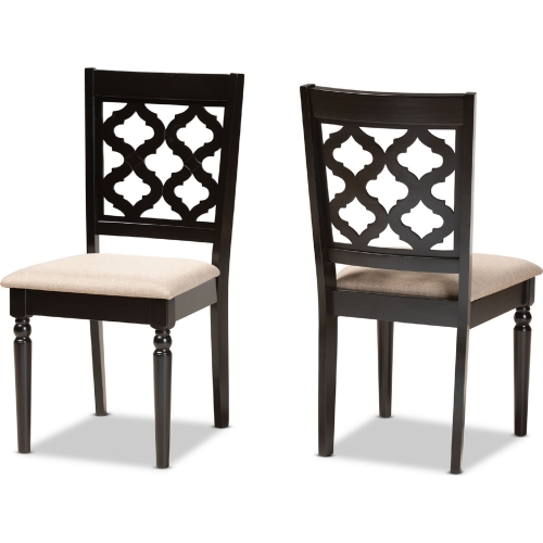 Ramiro Dining Chair in Sand Fabric & Dark Wood (Set of 2)