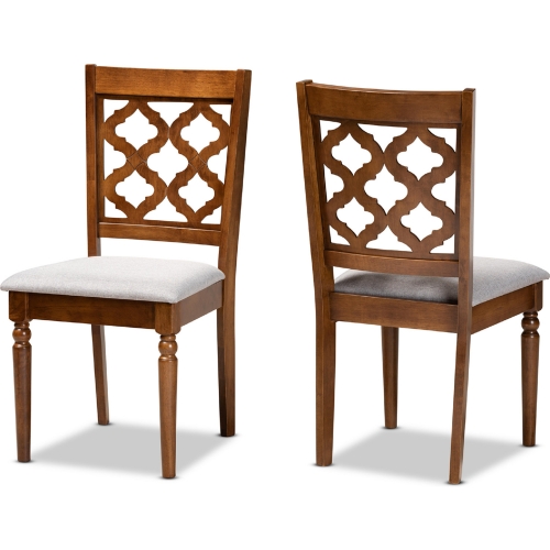 Ramiro Dining Chair in Gray Fabric & Walnut Finish (Set of 2)