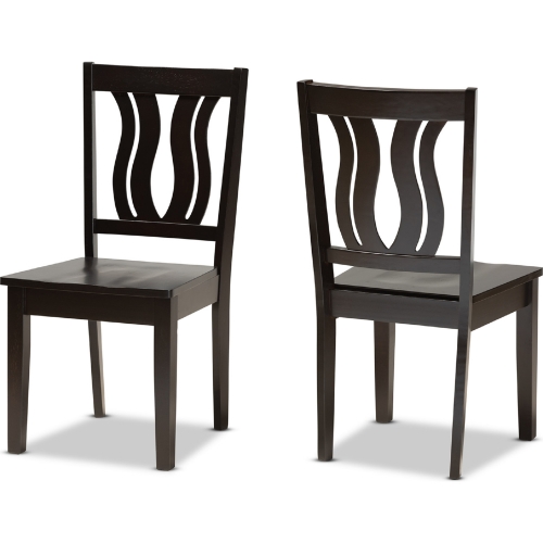 Fenton Dining Chair in Dark Brown Wood (Set of 2)