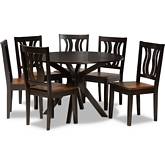 Mare 7 Piece Dining Set in Dark & Walnut Finish Wood