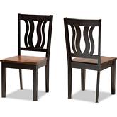 Fenton Dining Chair in Brown & Walnut Finish (Set of 2)