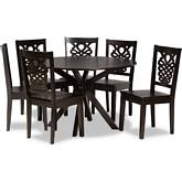 Liese 7 Piece Dining Set in Dark Brown Wood