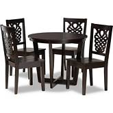 Salida 5 Piece Dining Set in Dark Brown Wood