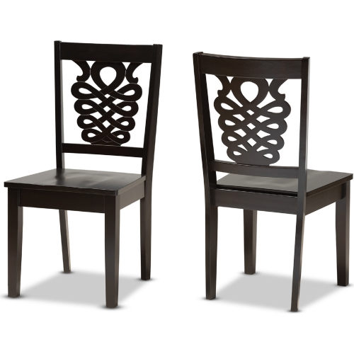 Gervais Dining Chair in Dark Brown Wood (Set of 2)