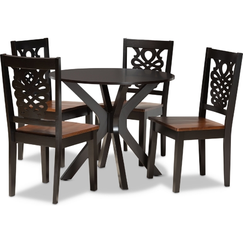 Liese 5 Piece Dining Set in Dark & Walnut Finish Wood