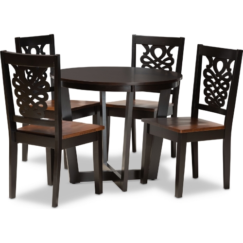 Salida 5 Piece Dining Set in Dark & Walnut Finish Wood