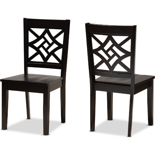 Nicolette Dining Chair in Dark Brown Wood (Set of 2)