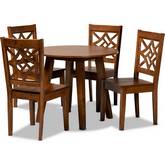 Rava 5 Piece Dining Set in Walnut Brown Wood