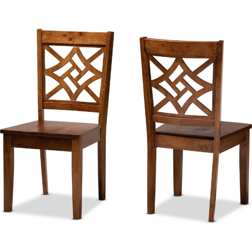 Nicolette Dining Chair in Walnut Brown Wood (Set of 2)