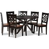 Miela 7 Piece Dining Set in Dark & Walnut Finish Wood