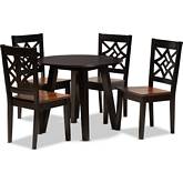 Rava 5 Piece Dining Set in Dark & Walnut Finish Wood