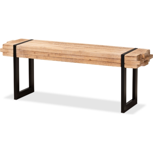 Henson Bench in Wood & Black Metal