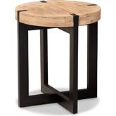 Horace End Table in Wood & Black Metal