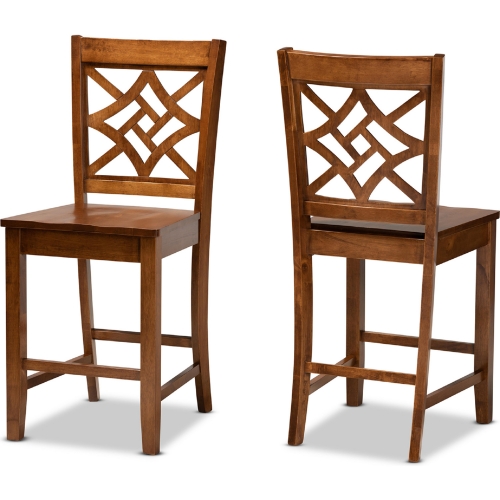 Nicolette Counter Stool in Walnut Brown Wood (Set of 2)