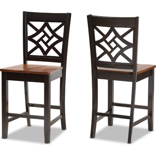 Nicolette Counter Stool in Dark Brown & Walnut Finish (Set of 2)