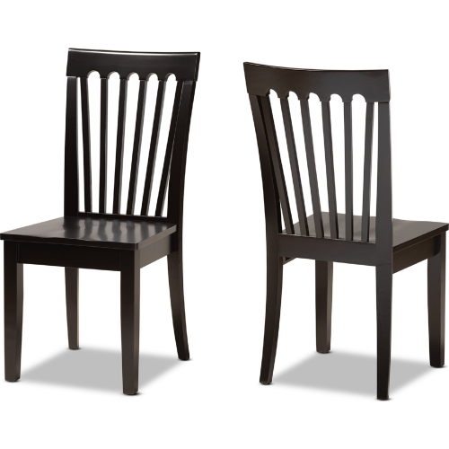 Minette Dining Chair in Dark Brown Wood (Set of 2)