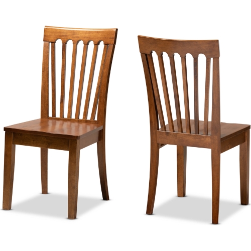 Minette Dining Chair in Walnut Finish Wood (Set of 2)