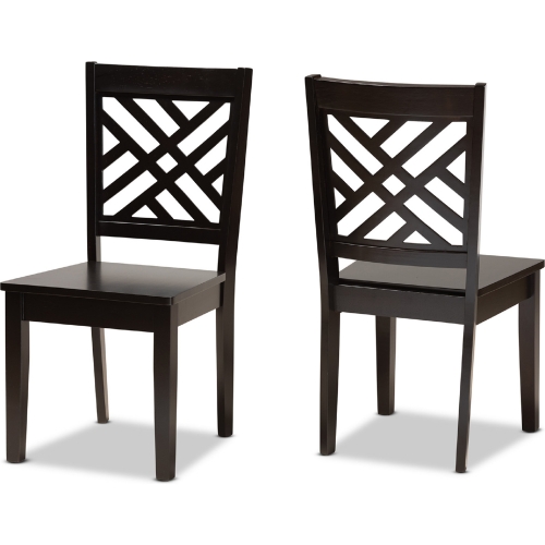 Caron Dining Chair in Dark Brown Wood (Set of 2)