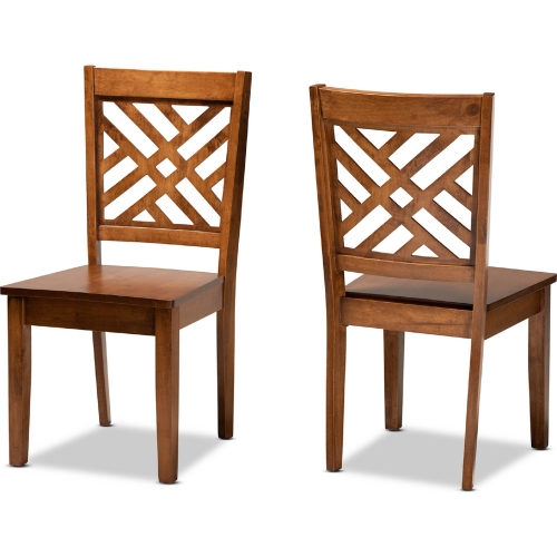 Caron Dining Chair in Walnut Wood (Set of 2)