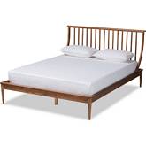 Abel Full Platform Bed in Walnut Brown Wood