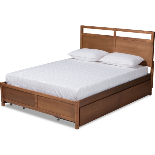 Saffron Queen 4 Drawer Platform Storage Bed in Walnut Finish Wood