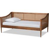 Ogden Twin Daybed in Walnut Brown Finish & Synthetic Rattan