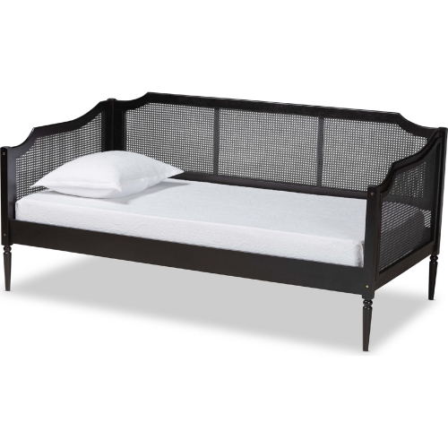 Hancock Twin Daybed in Charcoal Gray Wood & Synthetic Rattan