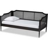 Hancock Twin Daybed in Charcoal Gray Wood & Synthetic Rattan