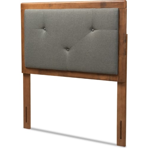 Abner Twin Headboard in Tufted Dark Gray Fabric & Walnut Finish