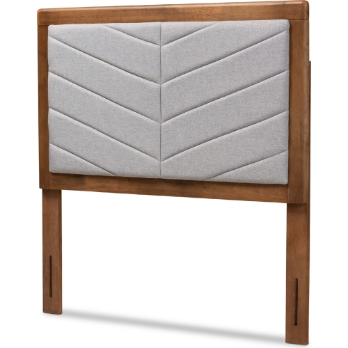 Iden Twin Headboard in Light Gray Fabric & Walnut Finish