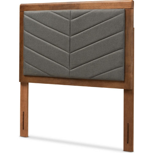 Iden Twin Headboard in Dark Gray Fabric & Walnut Finish