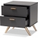 Kelson 2 Drawer Nightstand in Dark Gray Wood & Gold
