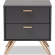 Kelson 2 Drawer Nightstand in Dark Gray Wood & Gold