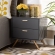 Kelson 2 Drawer Nightstand in Dark Gray Wood & Gold