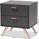 Kelson 2 Drawer Nightstand in Dark Gray Wood & Gold