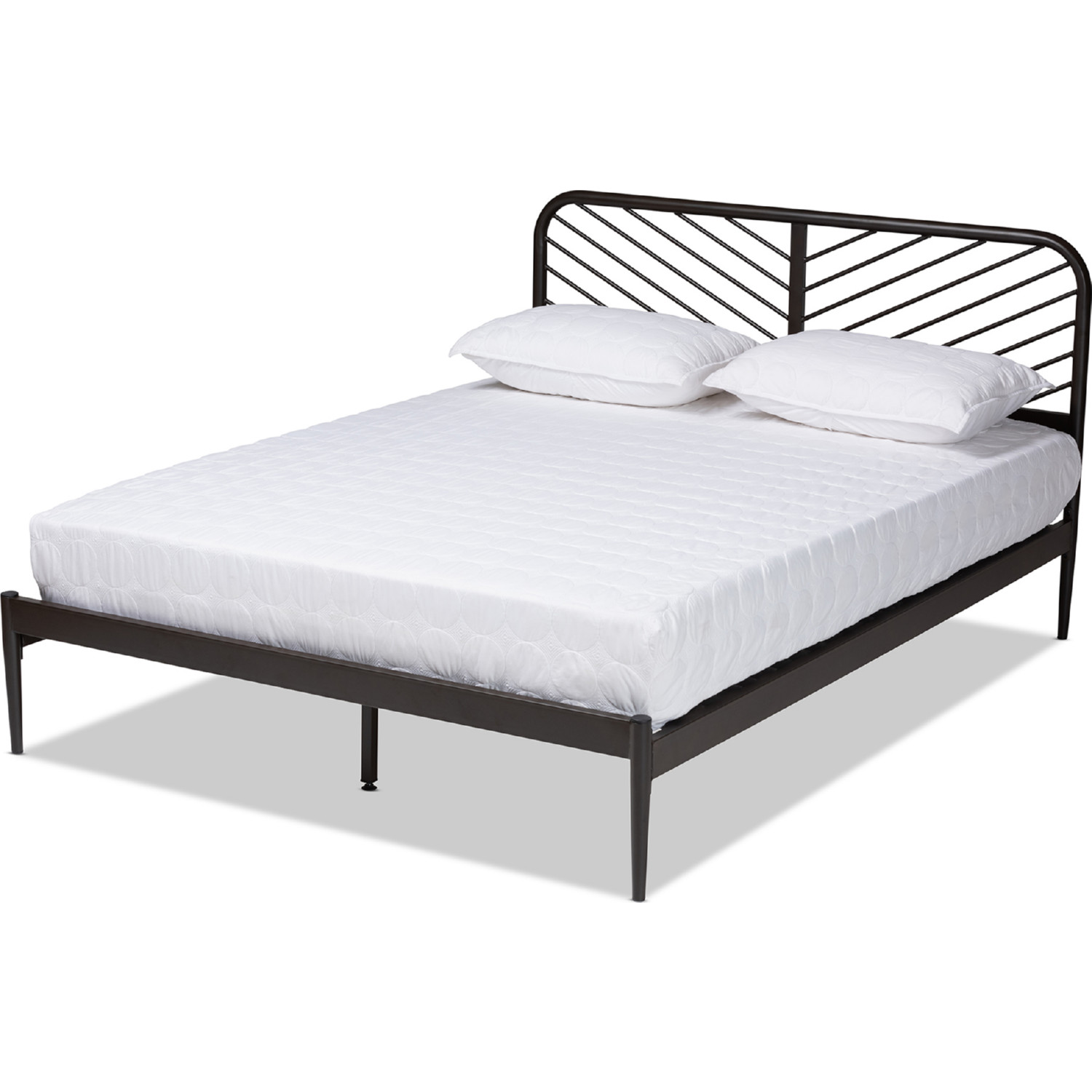 Dora Queen Platform Bed in Black Bronze Metal by Baxton Studio