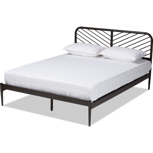 Dora Queen Platform Bed in Black Bronze Metal