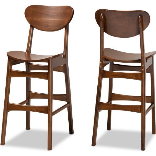 Katya Bar Stool in Walnut Finish Wood (Set of 2)